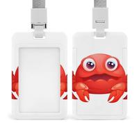 Porte-badge avec cordon, porte-cartes en plastique détachable, à suspendre verticalement, mignon et personnalisé, avec un adorable clip à badge imprimé crabe rouge.