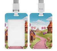 Porte-badge avec cordon, porte-étiquette nominative Candy Land avec fenêtre transparente, étui de protection étanche pour carte d'identité de bureau.