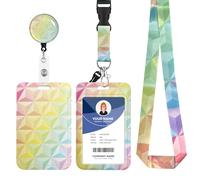 Porte Badge avec Cordon,Tour de Cou Badge avec Porte-Cartes,Porte Badge Enrouleur, Strap Neck avec Swivel Lobster Clasp pour Porte Badges d'Identification (Oil Pastel-G)