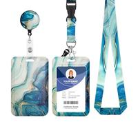 Porte Badge avec Cordon,Tour de Cou Badge avec Porte-Cartes,Porte Badge Enrouleur, Strap Neck avec Swivel Lobster Clasp pour Porte Badges d'Identification (Metallic Green-D)