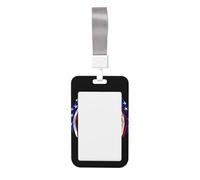 Porte-badge avec drapeau des États-Unis - Motif aigle patriotique - Porte-badge coulissant avec cordon - Étui imprimé pour carte d'identité professionnelle