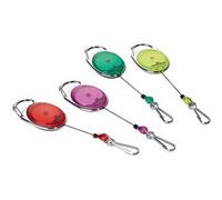 Porte-badge avec enrouleur, oval, violet/transparent