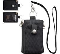 Porte-badge avec fenêtre d'identification - Petit portefeuille étanche et antivol - Porte-clés de voyage pour homme et femme - Fermeture éclair fine