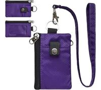 Porte-badge avec fenêtre d'identification - Petit portefeuille étanche et antivol - Porte-clés de voyage pour homme et femme - Fermeture éclair fine