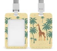 Porte-badge avec fenêtre transparente - Porte-badge - Girafe - Palmier - Protection verticale - Clips pour infirmière, médecin, bus, métro