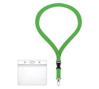 Porte-badge avec fermeture éclair étanche et flexible avec cordon de 2 cm de large (11 couleurs) + porte-cartes zippé pour 1 à 2 cartes d'accès (vert)
