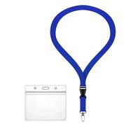 Porte-badge avec fermeture éclair étanche et flexible avec cordon de 2 cm de large (11 couleurs) + porte-cartes zippé pour 1 à 2 cartes d'accès (bleu roi)