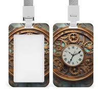 Porte-badge avec horloge style steampunk rouillé avec cordon tour de cou, cordon détachable, étanche et transparent, porte-carte vertical, pour enseignant, infirmière, médecin, cadeau pour collègues