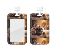 Porte-badge avec imprimé bouledogue français - Porte-badge - Porte-carte d'identité - Étiquette de nom - Cordon tour de cou amovible