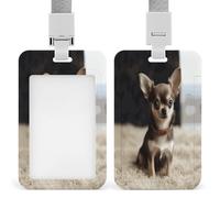 Porte-badge avec imprimé chihuahua mignon vertical pour bureau, école, carte d'identité, carte de proximité, permis de conduire, permis et laissez-passer