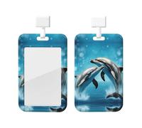 Porte-badge avec imprimé dauphins amoureux - Porte-carte d'identité - Avec cordon tour de cou amovible