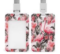 Porte-badge avec imprimé floral flamant rose - Porte-badge - Cordon tour de cou pour employés de bureau