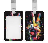Porte-badge avec inscription « Hand The Peace » - Graffiti - Rétractable - Pour le travail, le bureau, les médecins, les infirmières