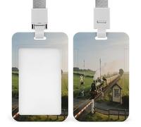 Porte-badge avec inscription « Train at A Rural Crossing » - Imprimé vertical - Convient pour le bureau, l'école, la proximité, le permis de conduire et le laissez-passer