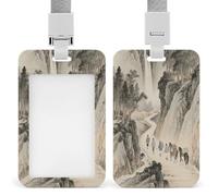 Porte-badge avec inscription « Traveling in The Mountains and Streams » - Imprimé vertical - Convient pour le bureau, l'école, la proximité - Permis de conduire et laissez-passer