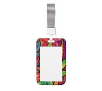 Porte-badge avec lanière et ceinture - Motif feuilles multicolores - Étanche - Pour médecins, infirmières, personnel de bureau