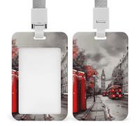 Porte-badge avec lanière et porte-badge rétractable - Cordon de protection vertical pour carte de rue de Londres - Clips de protection verticaux pour femmes, infirmières, médecins, enseignantes