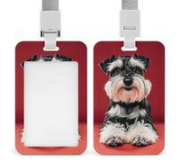 Porte-badge avec lanière et porte-badge rétractable - Cordon vertical pour porte-badge - Clips de protection pour carte Schnauzer - Pour femmes, infirmières, médecins, enseignantes