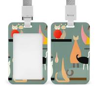 Porte-badge avec lanière et porte-badge rétractable - Style moderne du milieu du siècle - Cordon de protection vertical pour carte d'identité - Clips de protection pour femme, infirmière, médecin