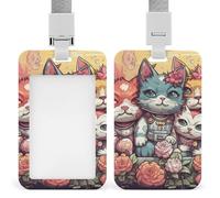 Porte-badge avec lanière étanche - Porte-carte d'identité de style punk floral - Housse de protection pour femmes et hommes - Pour le personnel de bureau, les enseignants, les infirmières