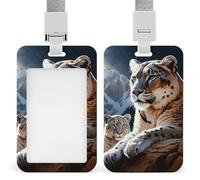 Porte-badge avec lanière étanche pour cartes d'identité avec lions de montagne, housse de protection pour femmes, hommes, employés de bureau, enseignants, infirmiers