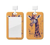 Porte-badge avec lanière - Illustration de girafe - Porte-badge imprimé - Pour infirmière, médecin, bureau - Poche pour carte de crédit