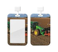 Porte-badge avec lanière - Imprimé tracteur - Étanche - Pour carte d'identité, badge - Cordon tour de cou amovible - Porte-étiquette de nom transparent