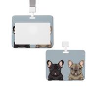 Porte-badge avec lanière - Joli bouledogue français - Porte-carte d'identité - Mousqueton vertical - Pour bureau, médecin, infirmière, travail