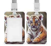 Porte-badge avec lanière - Porte-badge étanche - Porte-badge mignon en forme de tigre - Coque de protection robuste pour le travail, le bureau, les infirmières