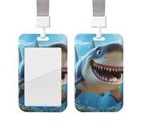 Porte-badge avec lanière pour homme et femme - Motif requin de dessin animé - Pour enseignant, bureau, infirmière, travail