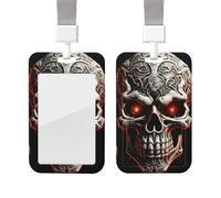 Porte-badge avec lanière pour homme et femme, motif tête de mort maléfique pour homme et femme, étui de protection pour enseignant, bureau, infirmière, cadeau de travail
