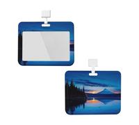 Porte-badge avec lanière - Protection étanche pour carte d'identité avec fenêtre transparente - Bleu coucher de soleil - Pour le travail, le bureau, les médecins, les infirmières