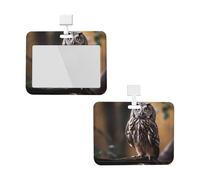 Porte-badge avec lanière - Protection étanche pour carte d'identité avec fenêtre transparente - Chouette debout sur l'arbre - Pour le travail, le bureau, les médecins, les infirmières