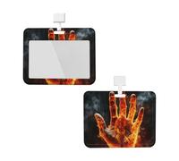 Porte-badge avec lanière - Protection étanche pour carte d'identité avec fenêtre transparente - Flamme de feu - Pour homme et femme - Pour travail, bureau, médecin, infirmière