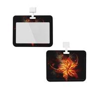 Porte-badge avec lanière - Protection étanche pour carte d'identité avec fenêtre transparente - Fleurs de feu abstraites - Pour homme et femme - Pour le travail, le bureau, les médecins, les