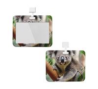 Porte-badge avec lanière - Protection étanche pour carte d'identité avec fenêtre transparente - Joli koala - Pour homme et femme - Pour le travail, le bureau, les médecins, les infirmières