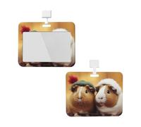 Porte-badge avec lanière - Protection étanche pour carte d'identité avec fenêtre transparente - Jolis cochons d'Inde - Pour le travail, le bureau, les médecins, les infirmières