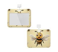 Porte-badge avec lanière - Protection étanche pour carte d'identité avec fenêtre transparente - Motif abeille - Pour le travail, le bureau, les médecins, les infirmières