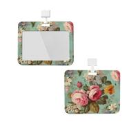 Porte-badge avec lanière - Protection étanche pour carte d'identité avec fenêtre transparente - Motif floral vintage - Pour homme et femme - Pour travail, bureau, médecin, infirmière