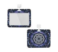 Porte-badge avec lanière - Protection étanche pour carte d'identité avec fenêtre transparente - Motif mandala - Pour homme et femme - Pour le travail, le bureau, les médecins, les infirmières
