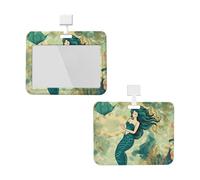 Porte-badge avec lanière - Protection étanche pour carte d'identité avec fenêtre transparente - Motif sirène rétro - Pour le travail, le bureau, les médecins, les infirmières