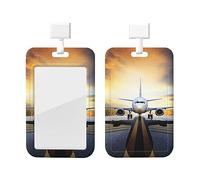 Porte-badge avec lanière - Sac à dos - Imprimé avion - Étanche - Porte-badge - Cordon tour de cou amovible - Porte-étiquette de nom transparent