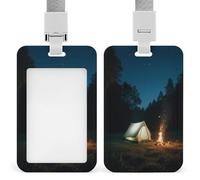 Porte-badge avec motif ciel étoilé pour camping, emplacement vertical, convient pour bureau, école, carte d'identité, carte de proximité, permis de conduire, carte de permis et laissez-passer