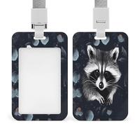 Porte-badge avec motif de raton laveur imprimé vertical pour bureau, école, carte d'identité, carte de proximité, permis de conduire, carte de permis et laissez-passer