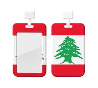 Porte-badge avec motif drapeau du Liban - Porte-carte d'identité - Avec cordon de cou amovible