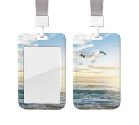 Porte-badge avec motif vagues sur la plage avec cordon en plastique avec fenêtre transparente pour infirmière, médecin, fournitures de bureau