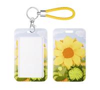 Porte-badge avec porte-clés, fenêtre coulissante en plastique pour femmes, hommes, étudiants - Tournesol Bluesky