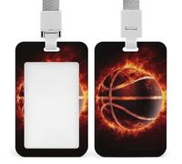 Porte-badge « Basketball in Fire » avec cordon de suspension, étui de protection vertical pour carte d'identité, multi-usage pour bureau, enseignant, infirmière
