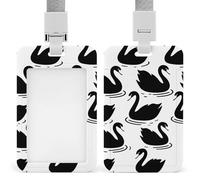 Porte-badge Black Swan Water avec cordon détachable, porte-étiquette vertical transparent en plastique ABS, protection de carte par glissement et pression, pour le personnel infirmier, les enseignant