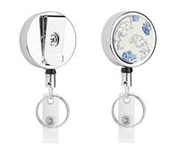 Porte-badge bleu clair « Prélude printanier » avec clip métallique rétractable, cordon en nylon et acier inoxydable, porte-clés portable de 68 cm (26,8 pouces) pour carte d'identité ou carte de visit